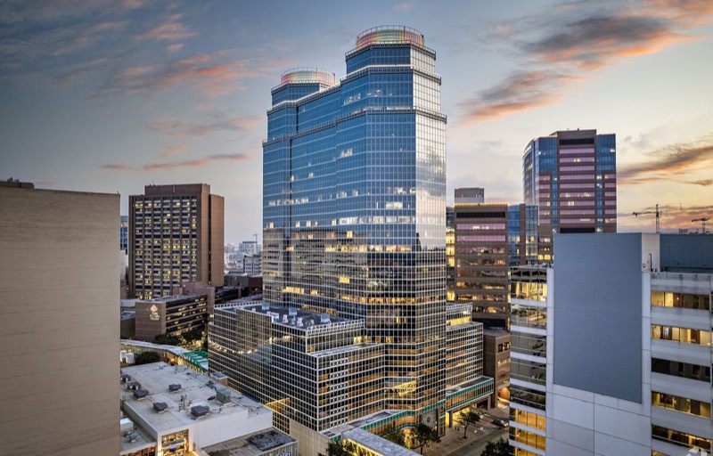 Advanced Cardiovascular Institute at the Texas Medical Center at sunset